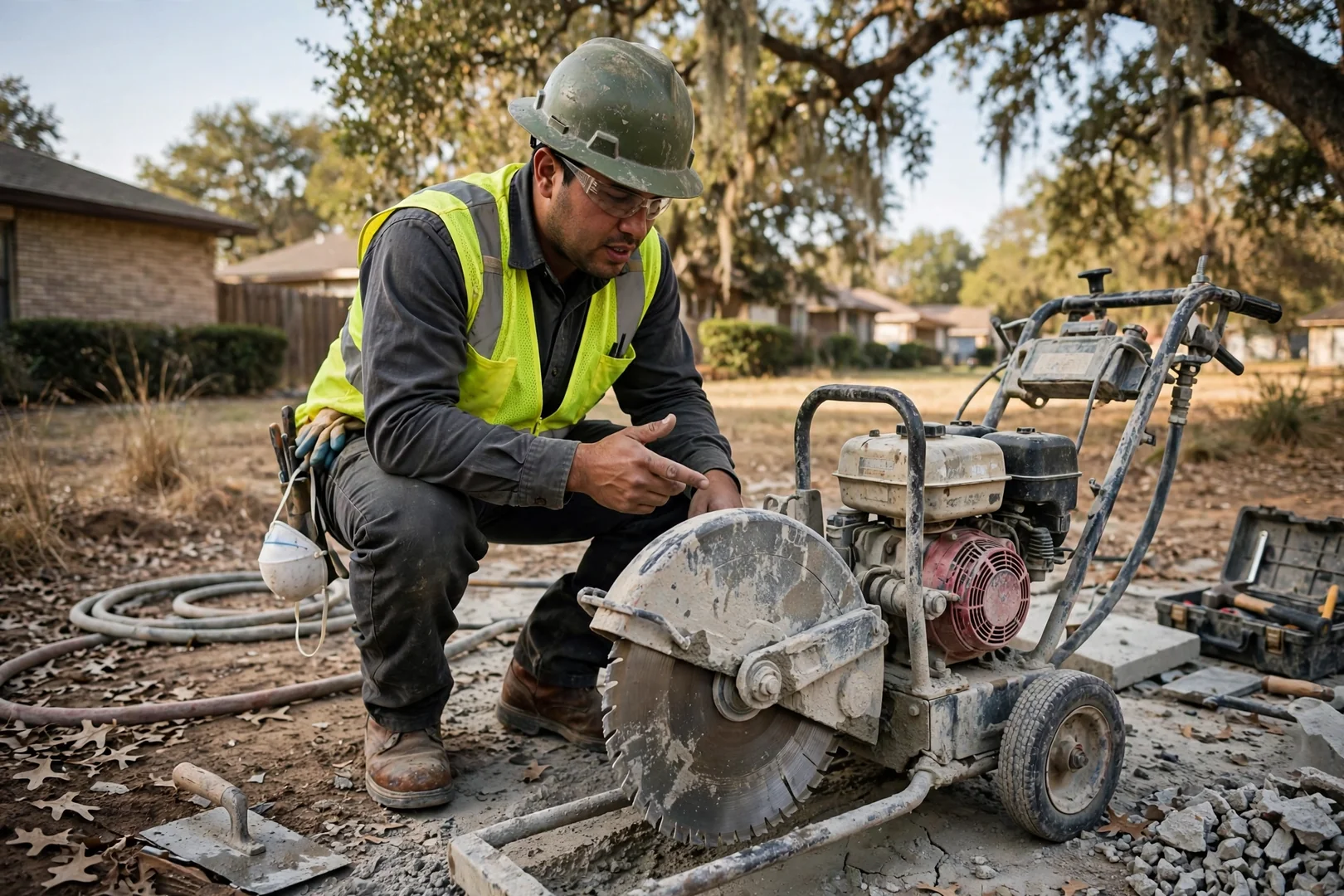 Corinth Concrete Contractors Elite technician reviewing Concrete equipment in Corinth, TX