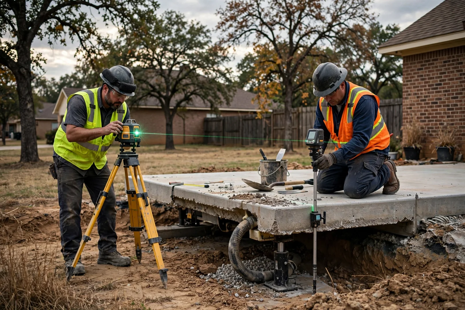 Laser level monitoring slab elevation during a staged concrete lift
