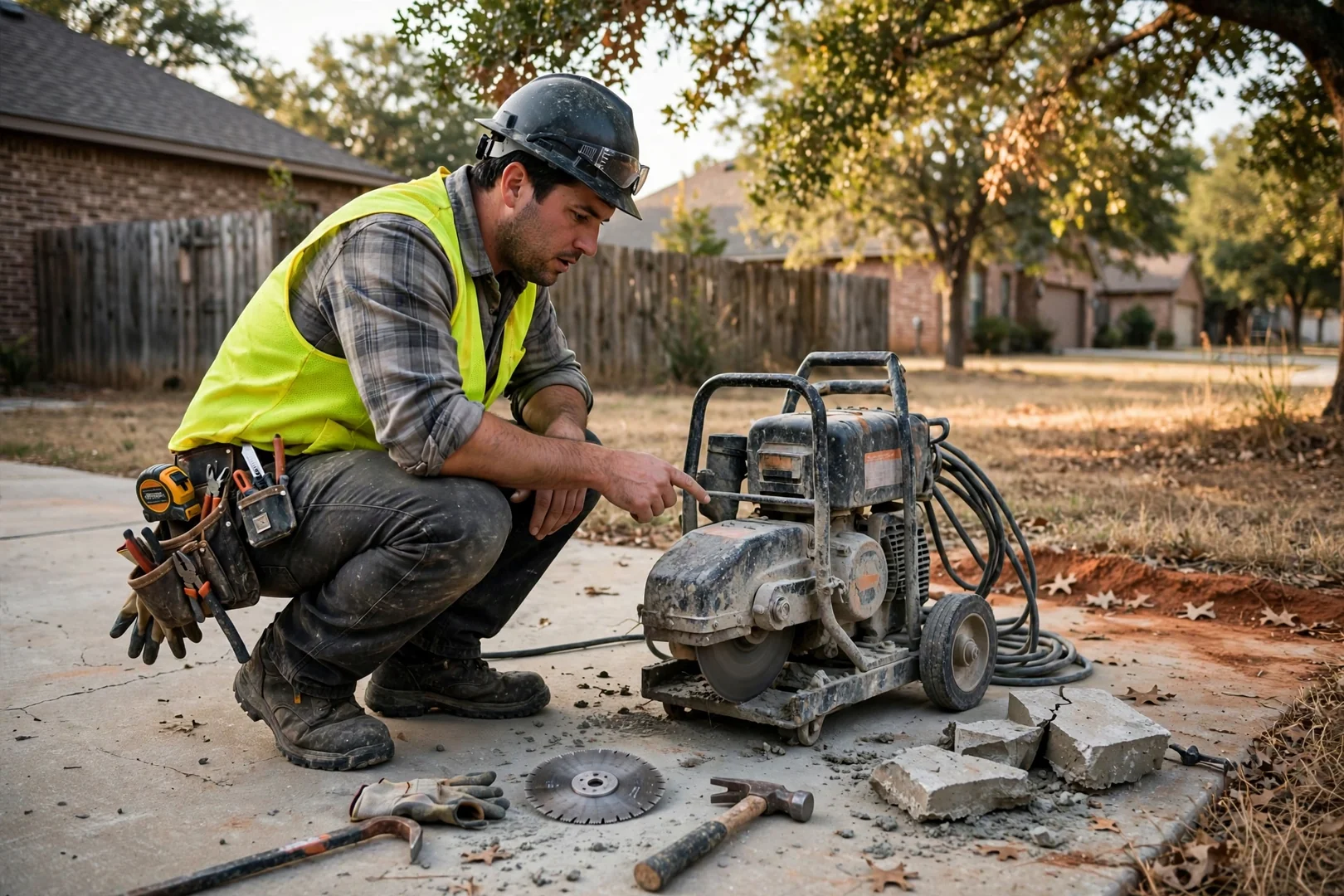 Corinth Concrete Contractors Elite technician reviewing Concrete equipment in Corinth, TX