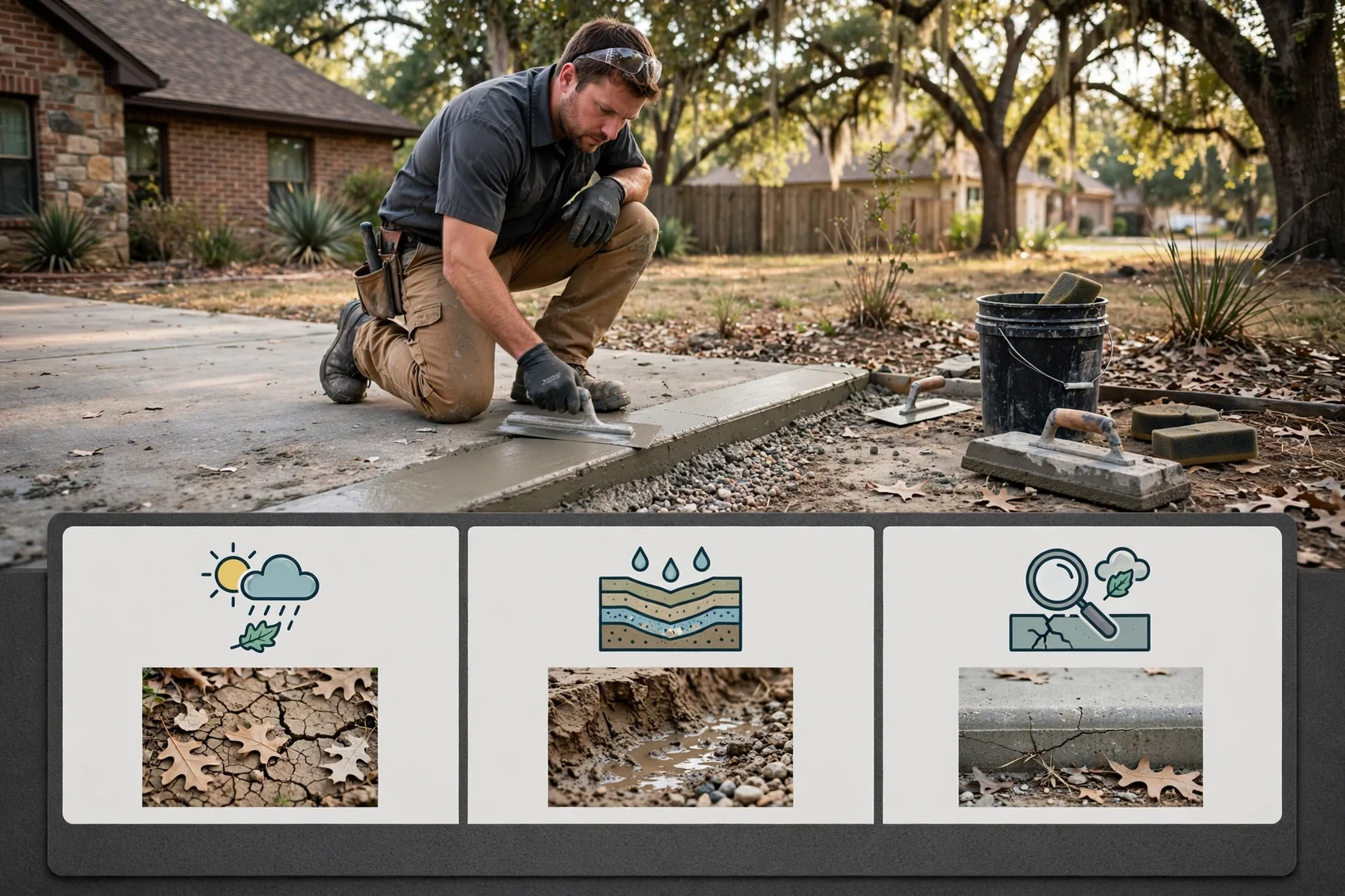 Color sample boards for stamped concrete patterns shown to a homeowner